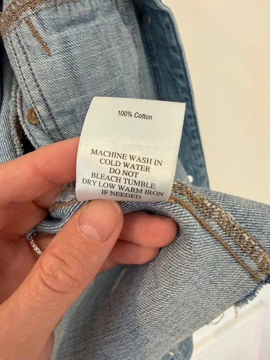 Just USA Cropped Blue Denim Jacket with Raw Hem - Picture 3 of 4